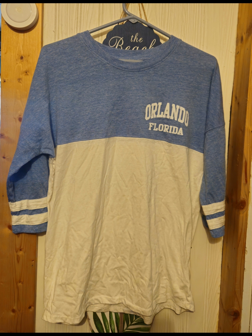 Exist Blue & White Colorblock Long Sleeve Womens Tee Size Med.